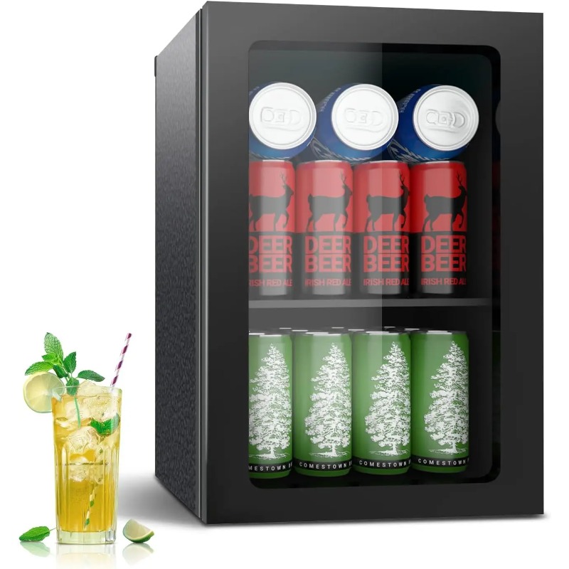 Wine Beer Mini Fridge - Мини-холодильник на 24 банки со стеклянной