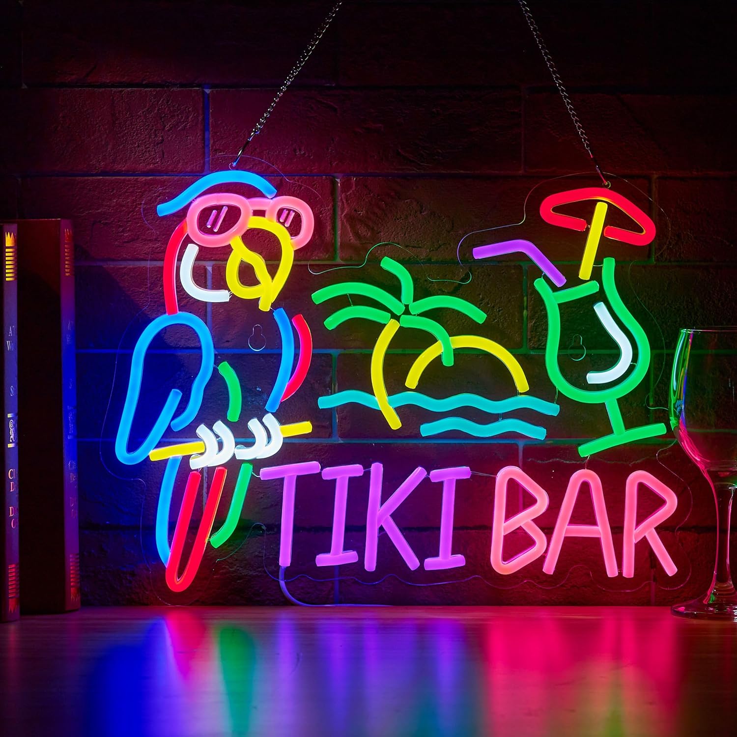 Beer & Wine Grab - Неоновая вывеска Tiki Bar Parrot Palm
